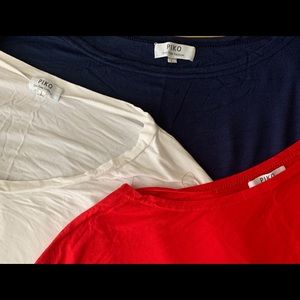 Piko Bamboo Long Sleeve Tops -3- White, Red, Navy